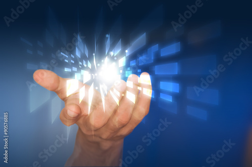 Foto mano aperta, mano, tecnologia, informatica, tablet