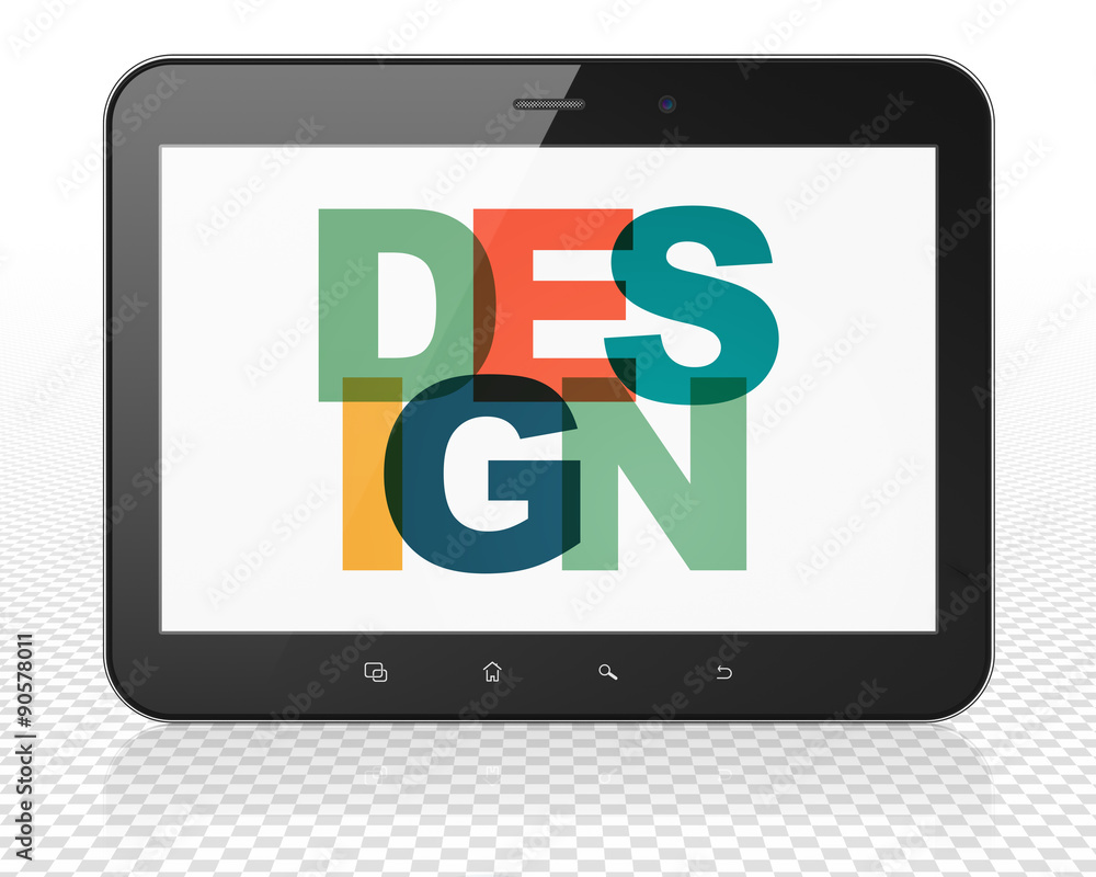 Marketing concept: Tablet Pc Computer with Design on display Marketing concept: Tablet Pc Computer with Design on display