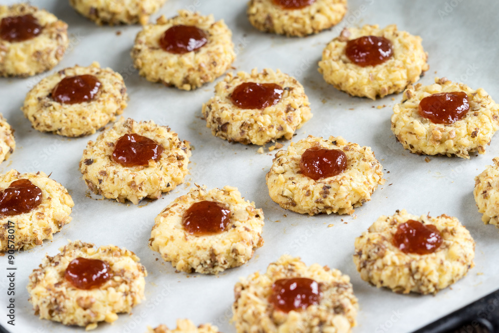 cookies with jam and spoon
