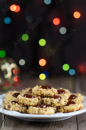 cookies with jam on a plate