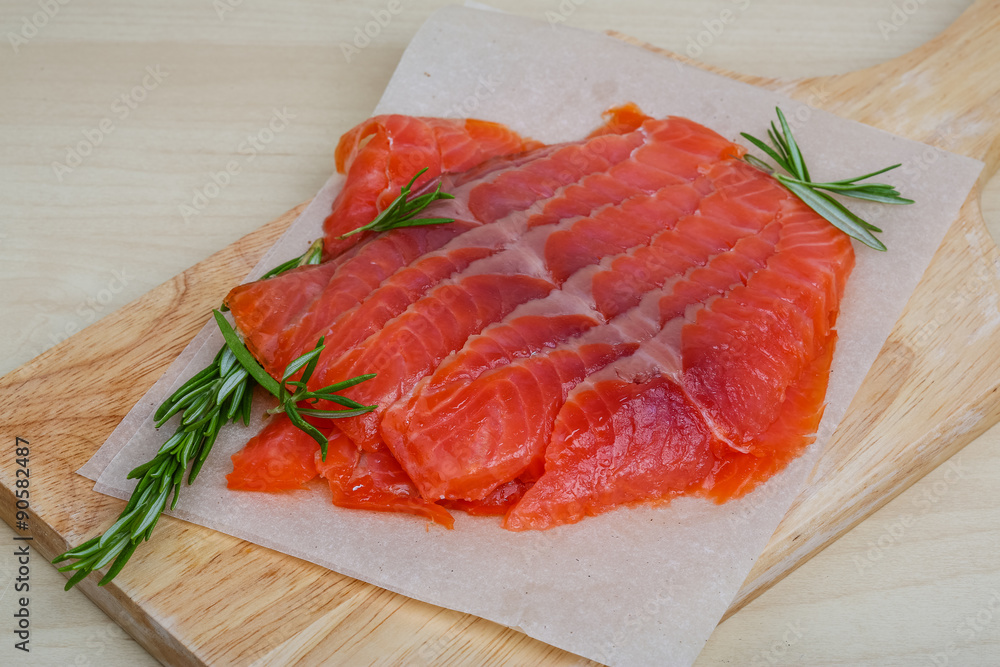 Sliced salmon