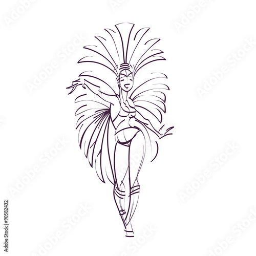 flat geometric design of dancing samba queen