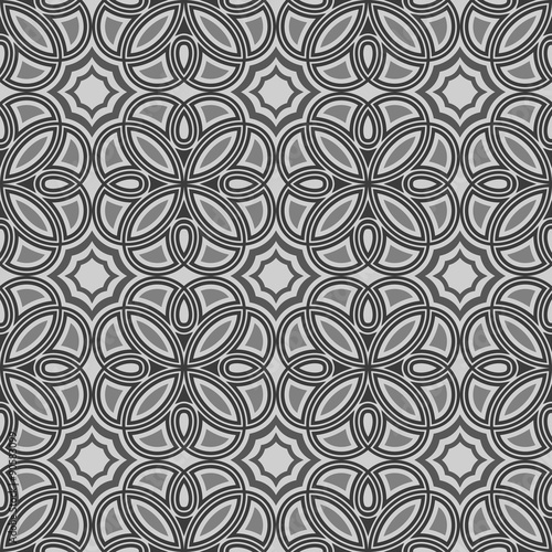 Seamless abstract flower monochrome geometric vector wallpaper. © More Images
