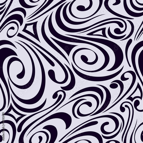 Abstract seamless curvy strokes vector wallpaper.