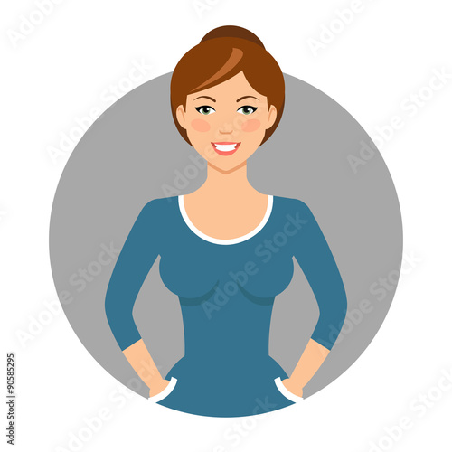 Smiling young woman in blue