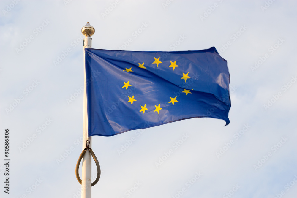 European union flag on blue sky