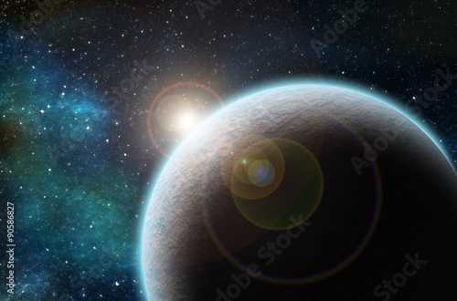 Fototapeta Naklejka Na Ścianę i Meble -  Exoplanet - extrasolar planet in distant solar system in outer space