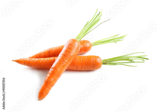 Fresh carrots isolated on white