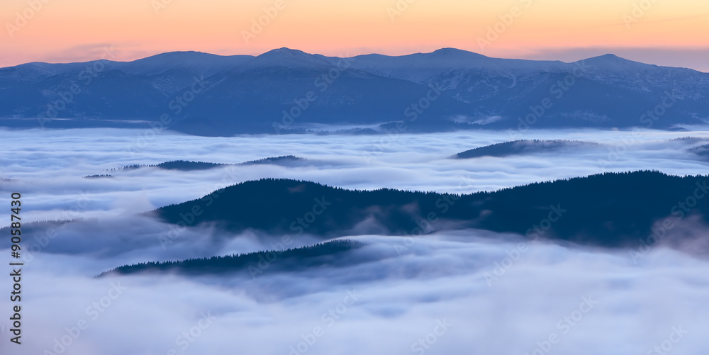 Morning fog in the mountains