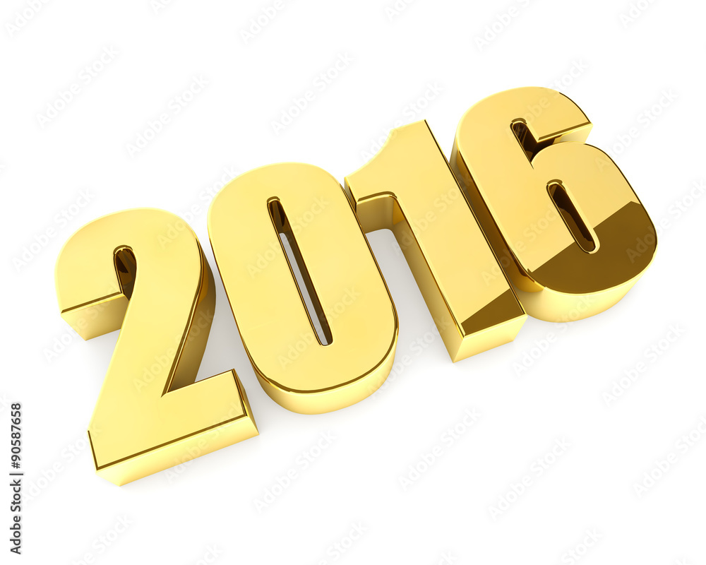 New 2016 year golden 3D figures isolated on white background. New 2016 year golden 3D figures isolated on white background.