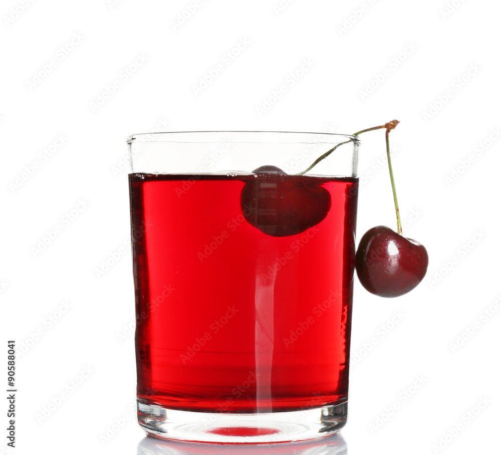 Glass of cherry juice isolated on white Glass of cherry juice isolated on white
