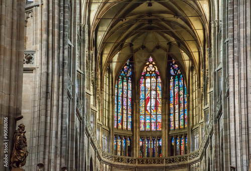 Interior of St. Vitus Cathedral at Prague Castle, Czech Republic