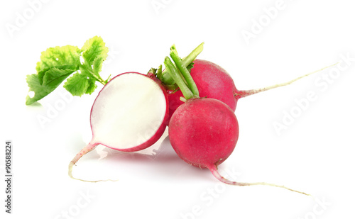 Fresh red radish isolated on white