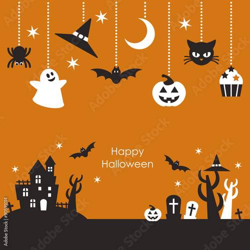 Scenery of halloween night & ornaments