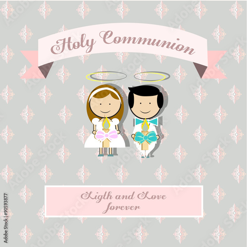 My first communion illustration over color background