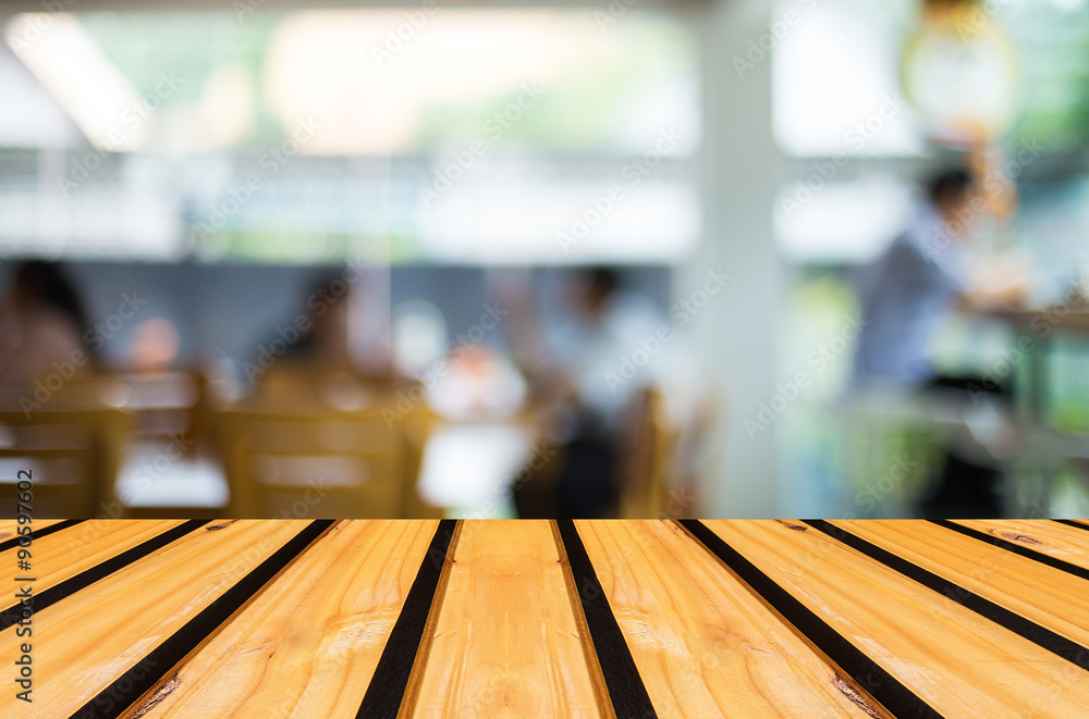 Selected focus empty brown wooden table and Coffee shop blur bac Selected focus empty brown wooden table and Coffee shop blur bac