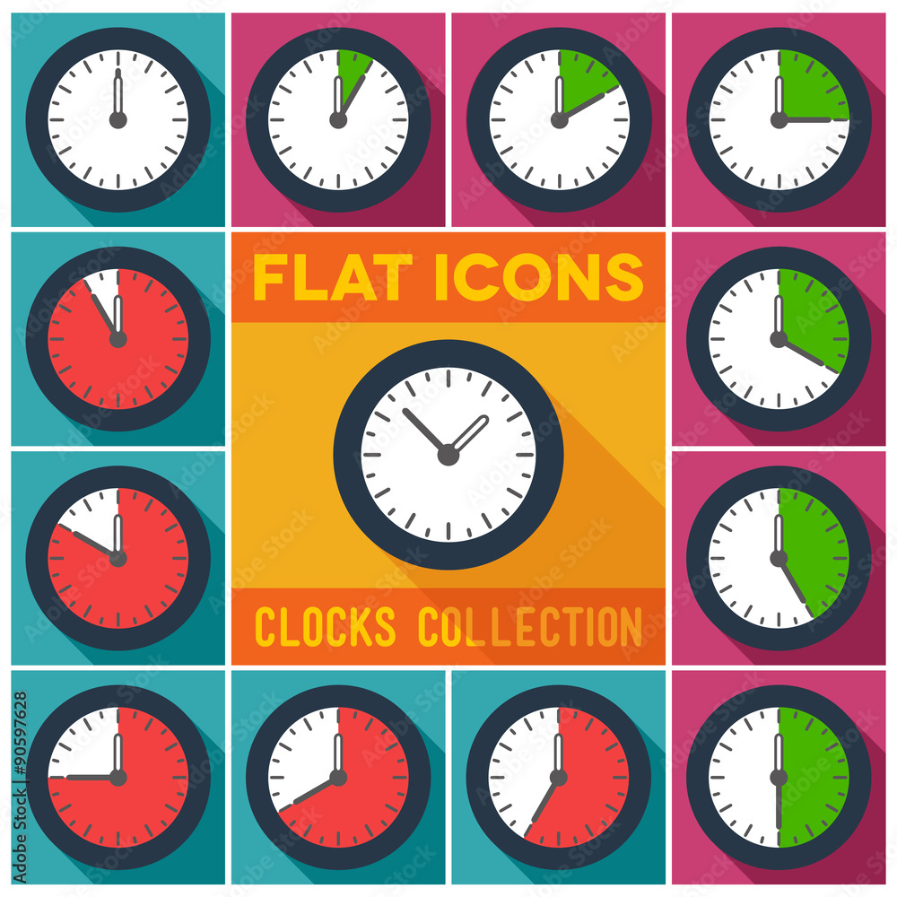 Set of clocks with 10 minutes interval Set of clocks with 10 minutes interval