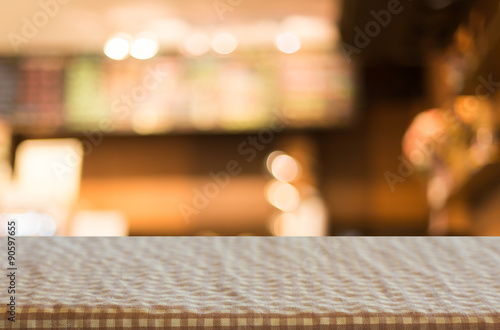 checkered table cloth on empty table for Your photomontage or pr