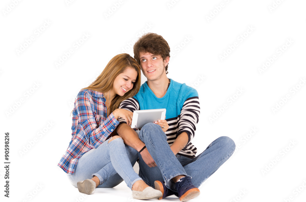 Portrait of attractive young happy couple in love man and woman Portrait of attractive young happy couple in love man and woman