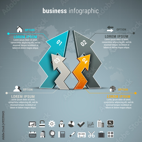 Business infographic made of arrows.