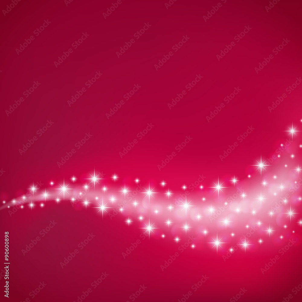 red celebration background with flowing stars and light Stock Vector