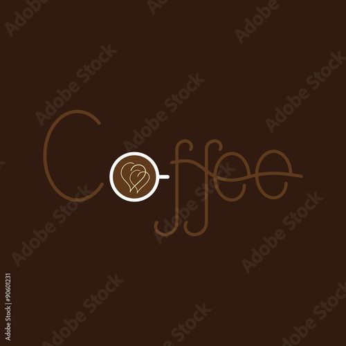 Coffee lettering with coffee cup