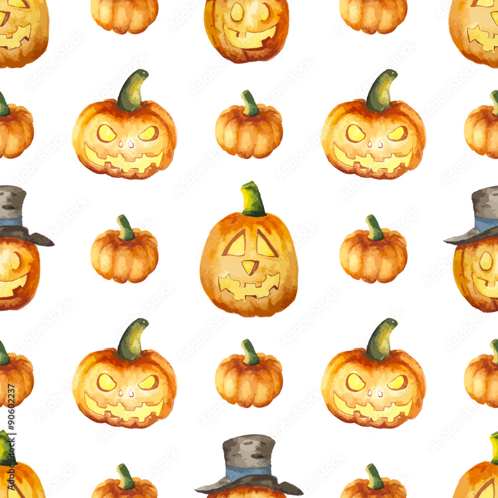 Seamless pattern with watercolor pumpkin Seamless pattern with watercolor pumpkin