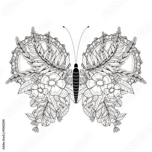 elegant butterfly coloring page