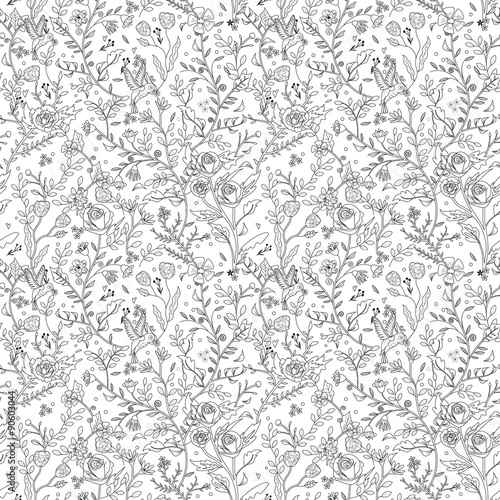 graceful seamless floral pattern coloring page
