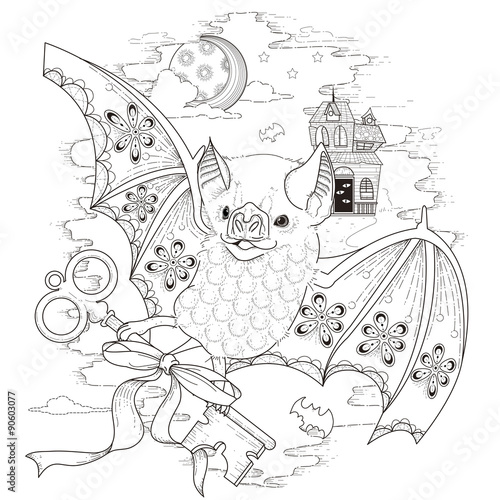 lovely bat coloring page