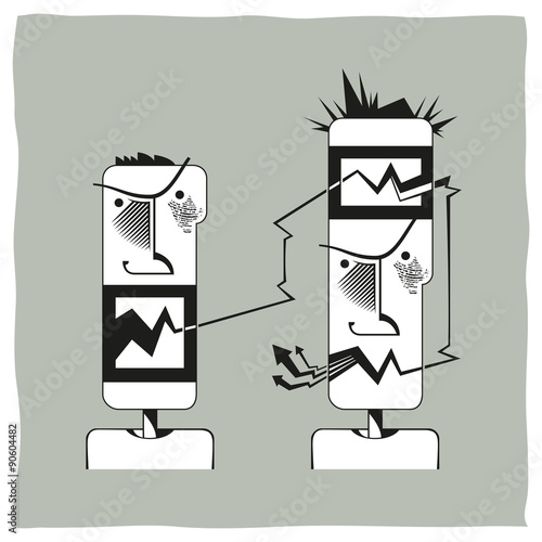 Two simplified faces showing insult and reaction