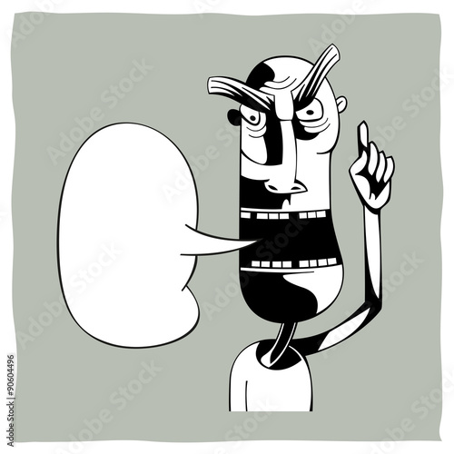 Serious man pointing at something and speaking violently