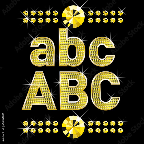 golden metall diamond letters and numbers big and small