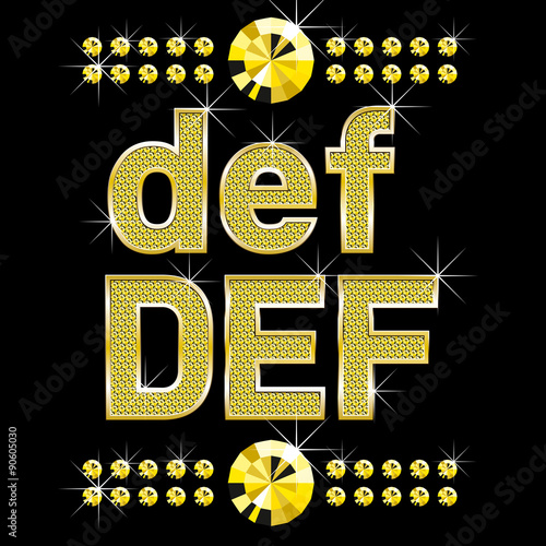 golden metall diamond letters and numbers big and small
