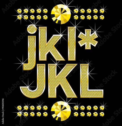 golden metall diamond letters and numbers big and small