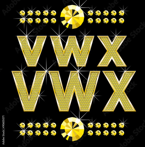 golden metall diamond letters and numbers big and small
