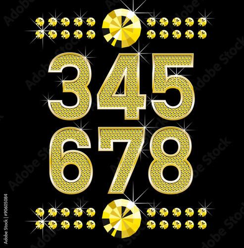 golden metall diamond letters and numbers big and small