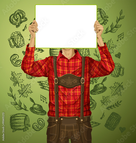 Man With Write Board On Oktoberfest