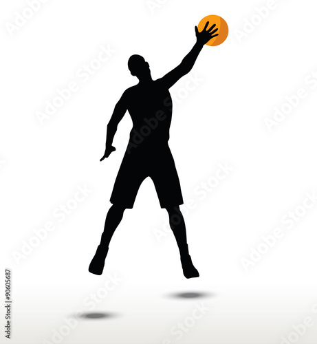 basketball player slhouette in slam pose