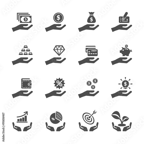 business and finance hand icon set, vector eps10