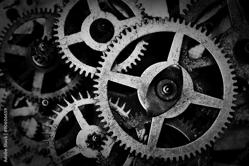 Grunge gear, cog wheels black and white background. Industrial, science Grunge gear, cog wheels black and white background. Industrial, science