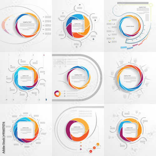 Set of circular templates for business data visualization