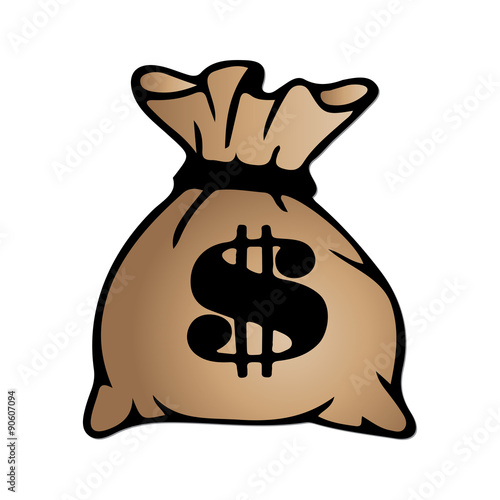 Brown money bag icon with dollar sign isolated on white background. Vector illustration.