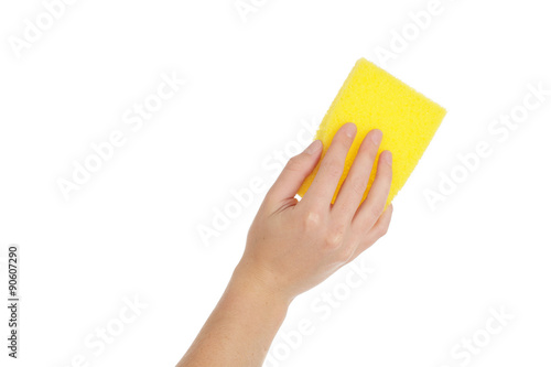 main femme avec éponge