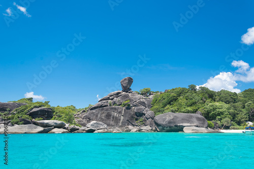 Koh Similan No.8 Island with Sailing Boat Rock landmark in Simil