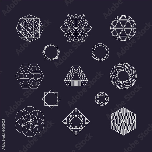 Set of vector geometric elements, line design