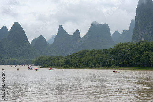 small boats on Li river in China