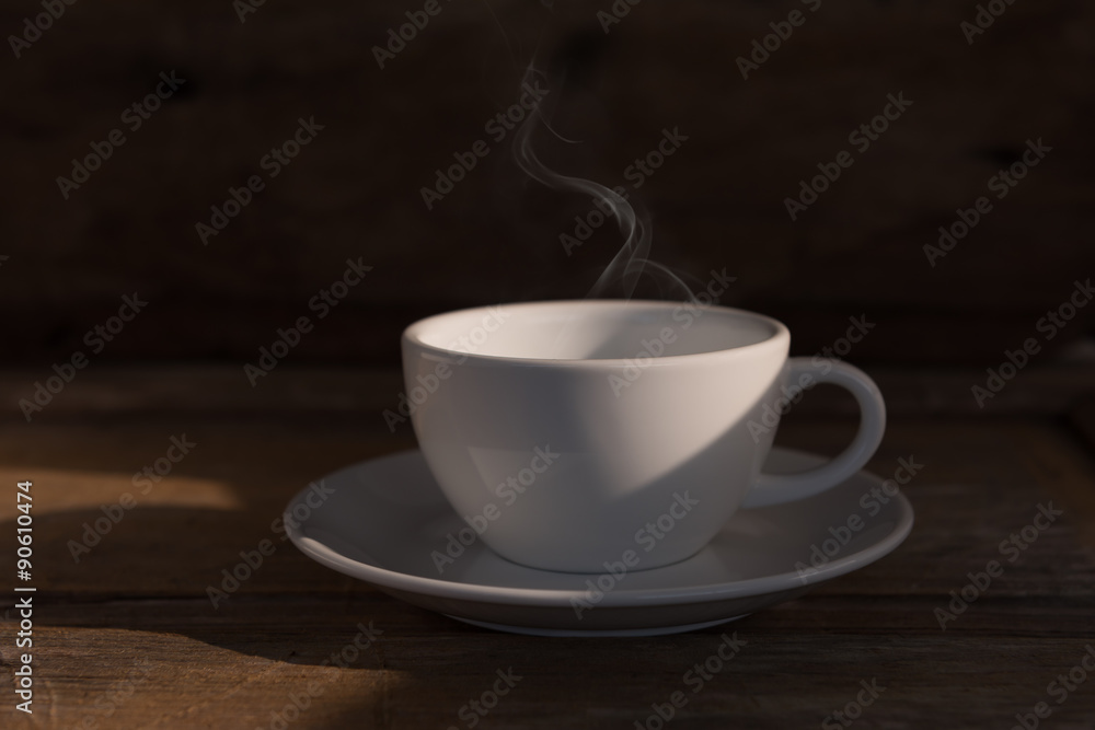 Cup of coffee on grunge wood table in vintage style.,still life. Cup of coffee on grunge wood table in vintage style.,still life.