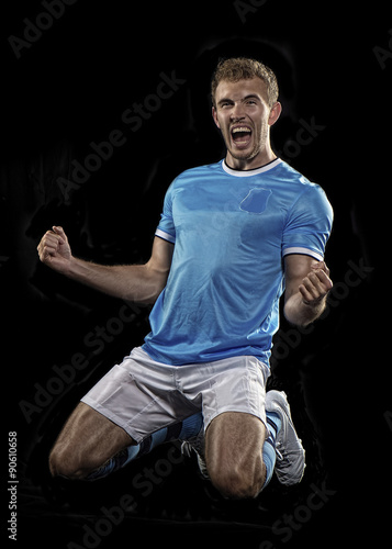 Soccer player celebrates