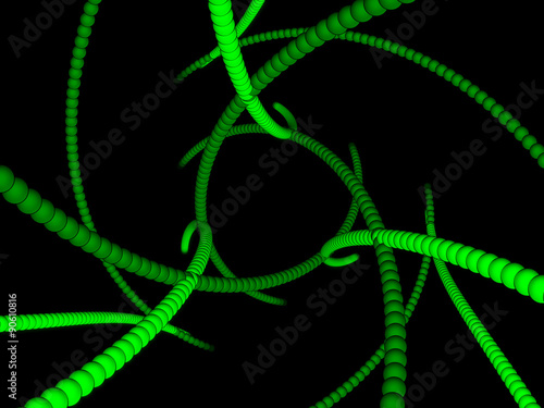 abstract green spiral on black background, bubble